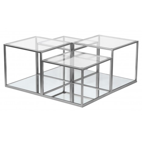 Table basse verre transparent et pieds argenté Brussels - 