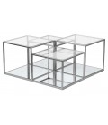 Table basse verre transparent et pieds argenté Brussels - 