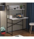 Bureau avec étagère style industriel l100xp50cm blanc Buzelin - 