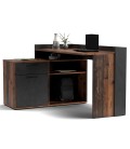 Bureau d'angle moderne l136xp107cm chêne industriel foncé et gris Cagliari - 