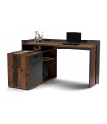 Bureau d'angle moderne l136xp107cm chêne industriel foncé et gris Cagliari - 