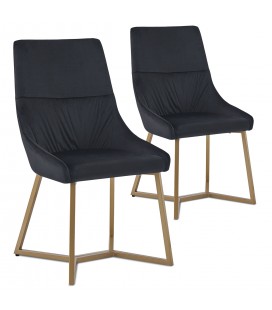 Lot de 2 chaises matelassées velours noir Cambridge