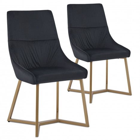 Lot de 2 chaises matelassées velours noir Cambridge - 