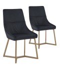 Lot de 2 chaises matelassées velours noir Cambridge - 