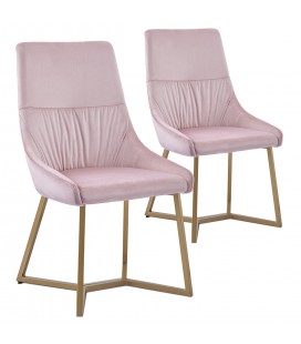 Lot de 2 chaises matelassées velours rose Cambridge