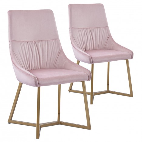 Lot de 2 chaises matelassées velours rose Cambridge - 