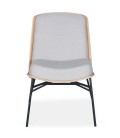 Fauteuil moderne bois et tissu gris clair Camila - 