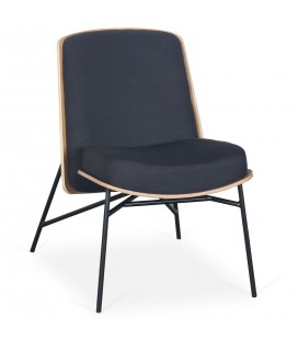 Fauteuil moderne bois clair et tissu noir Camila