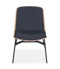 Fauteuil moderne bois clair et tissu noir Camila - 