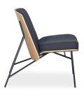 Fauteuil moderne bois clair et tissu noir Camila - 