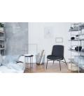 Fauteuil moderne bois clair et tissu noir Camila - 