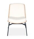 Fauteuil moderne bois clair et tissu bouclette crème Camila - 