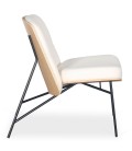 Fauteuil moderne bois clair et tissu bouclette crème Camila - 