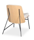 Fauteuil moderne bois clair et tissu bouclette crème Camila - 