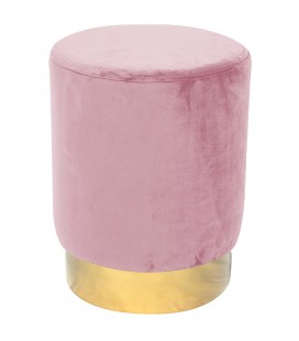 Tabouret velours rose pied doré Caracas