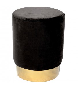 Tabouret velours noir pied doré Caracas