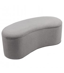 Banquette-coffre courbée tissu bouclette gris Carlos