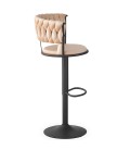 Lot de 2 chaises de bar dossier arrondi maillage velours beige Carmen - 