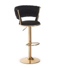 Lot de 2 chaises de bar dossier maillage velours noir et métal doré Carmen - 