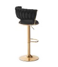 Lot de 2 chaises de bar dossier maillage velours noir et métal doré Carmen - 