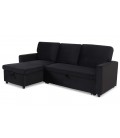 Canapé d'angle convertible velours noir Catania - 