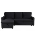 Canapé d'angle convertible velours noir Catania - 