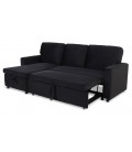 Canapé d'angle convertible velours noir Catania - 