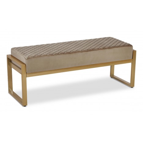 Banquette velours taupe pieds doré Charlotte - 