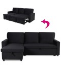 Canapé d'angle convertible velours noir Catania - 