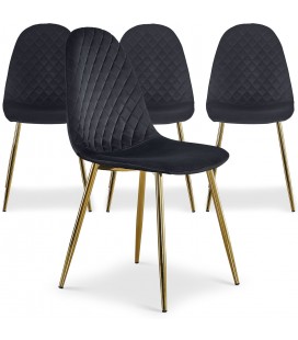 Lot de 4 chaises matelassées velours noir Cochabamba