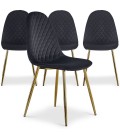 Lot de 4 chaises matelassées velours noir Cochabamba - 