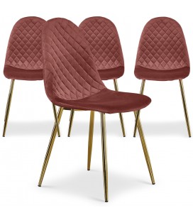 Lot de 4 chaises matelassées velours rose Cochabamba