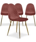 Lot de 4 chaises matelassées velours rose Cochabamba - 