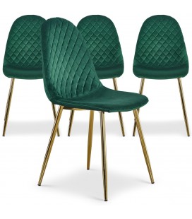 Lot de 4 chaises matelassées velours vert Cochabamba