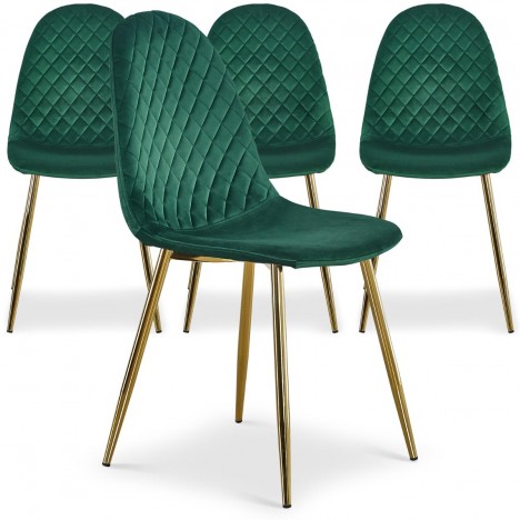 Lot de 4 chaises matelassées velours vert Cochabamba - 