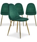 Lot de 4 chaises matelassées velours vert Cochabamba - 