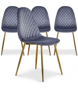 Lot de 4 chaises matelassées velours argenté Cochabamba