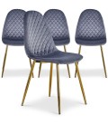 Lot de 4 chaises matelassées velours argenté Cochabamba - 