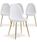 Lot de 4 chaises matelassées tissu bouclette blanc Cochabamba - 