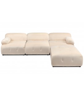 Canapé design modulable et transformable velours beige Cologne