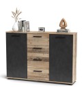 Buffet déco industrielle l120cm chêne clair et gris foncé Copenhagen - 