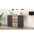 Buffet déco industrielle l120cm chêne clair et gris foncé Copenhagen - 