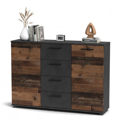 Buffet gain de place l120cm chêne foncé et gris foncé Copenhagen - 