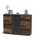 Buffet gain de place l120cm chêne foncé et gris foncé Copenhagen - 
