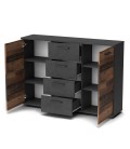 Buffet gain de place l120cm chêne foncé et gris foncé Copenhagen - 