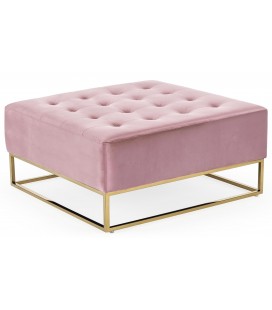 Pouf carré 90cm velours capitonné rose Crocus