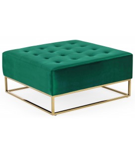 Pouf carré 90cm velours capitonné vert Crocus