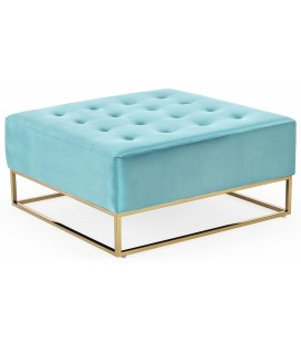 Pouf carré 90cm velours capitonné menthe Crocus