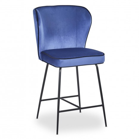 Chaise de bar velours bleu Daffodil - 