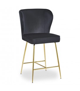 Chaise de bar gold velours noir Daffodil